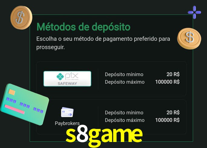O cassino s8game oferece uma grande variedade de métodos de pagamento